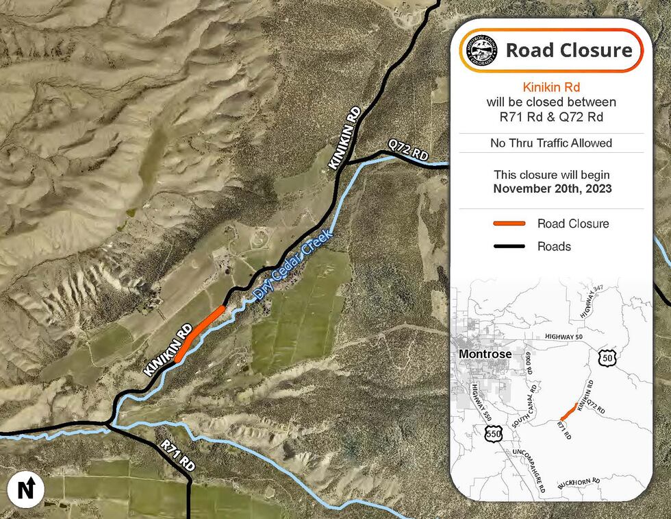 The Kinikin Road closure map. The road will be closed between R71 Road and Q72 Road beginning...