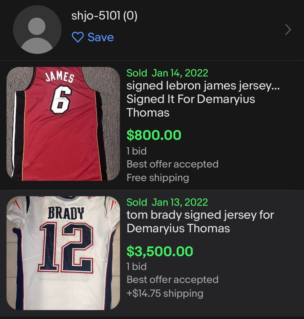 eBay user shjo-5101 sold some of Demaryius Thomas' possessions online in January. Two months...