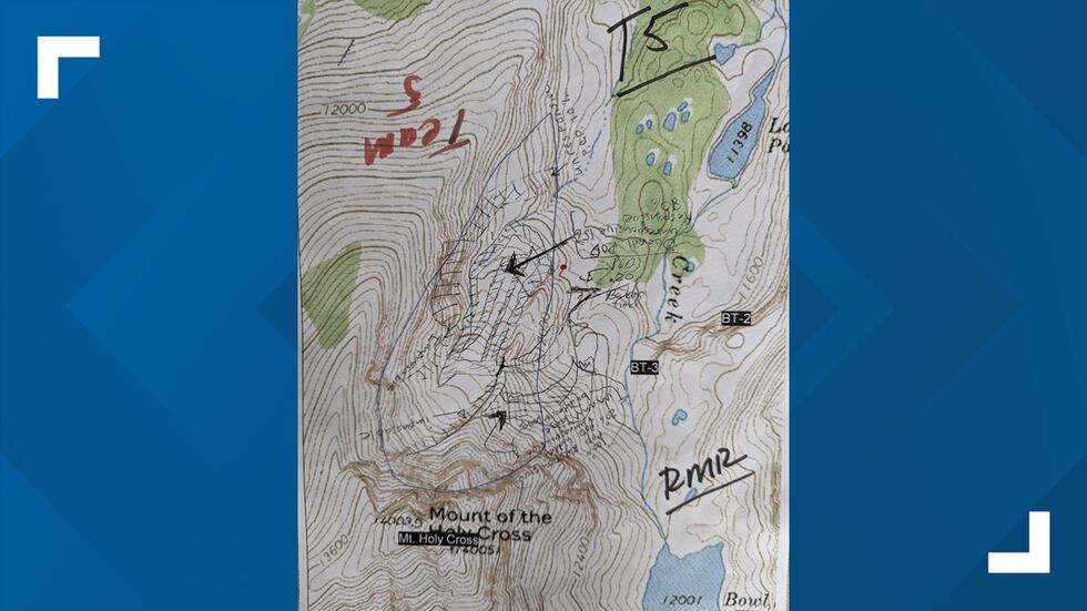 A map marked by searchers who looked for Michelle Vanek in 2005 has “impassable” written in...