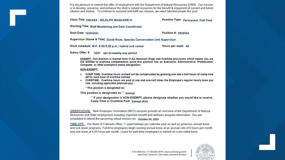 A new CPW employee focused exclusively on wolf data starts Oct. 9.